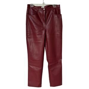 Wilfred Pants Burgundy Faux Leather High Rise Straight Leg Women's Size 12